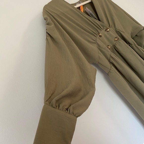 NWTs ASOS Mini Dress Sage Green Above Knee Resort Vaca Yacht Button Summer Boho - Picture 6 of 12